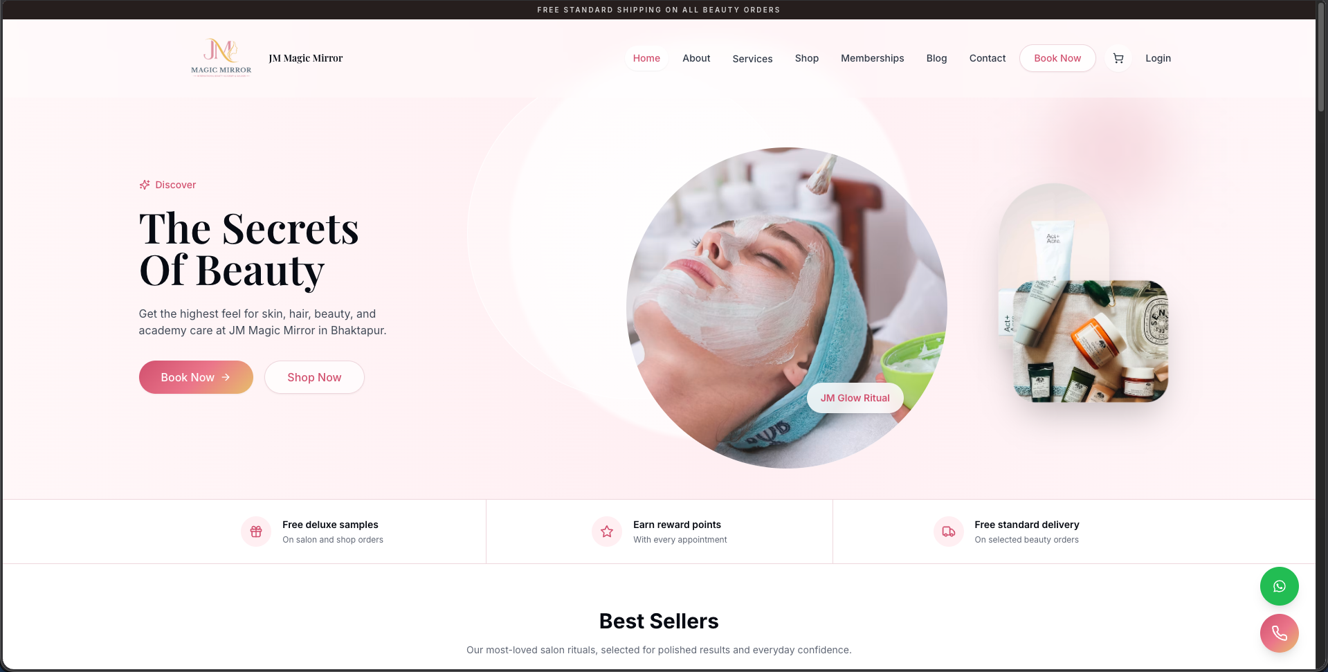 JM Magic Mirror website screenshot